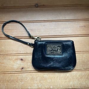 Coach Poppy Glam Leather Top Zip Wristlet
